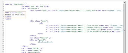 Adding Advertisement code
