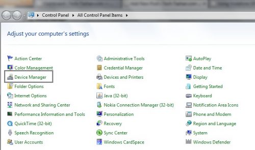 Control Panel Device Manager