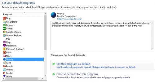 set default program win8
