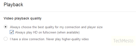Always play YouTube in hd