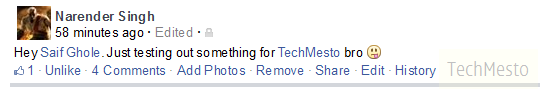 Facebook Status with a Tag