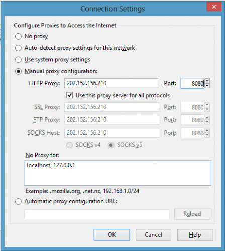 firefox proxy settings