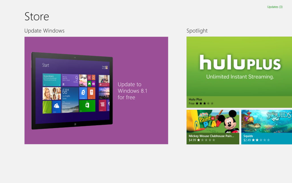 update tile 8-1 Windows store