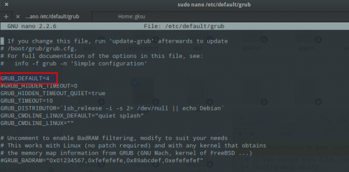 grub edit default