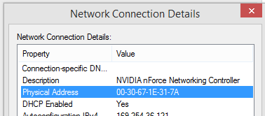 how to find my mac address on windows 10