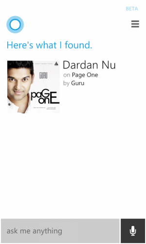 cortana music search