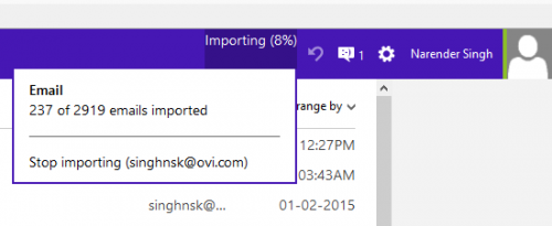 importing progress
