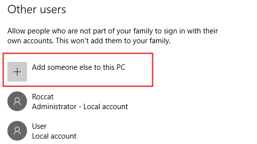 add someone else to this pc
