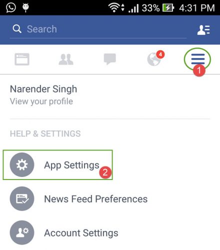 facebook app settings