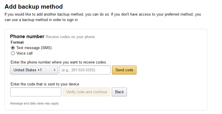 add backup option amazon mfa