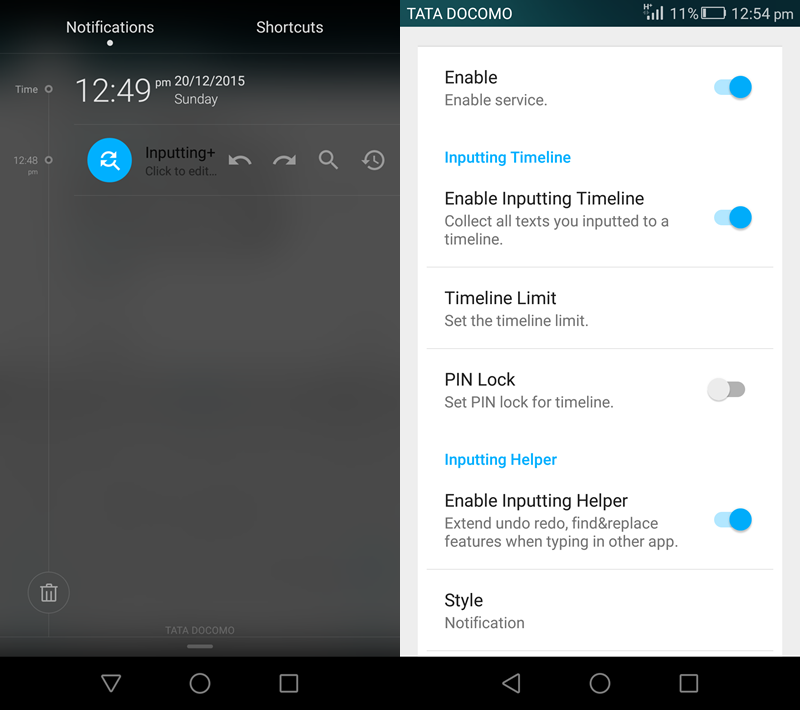 Inputting + Android Undo Redo