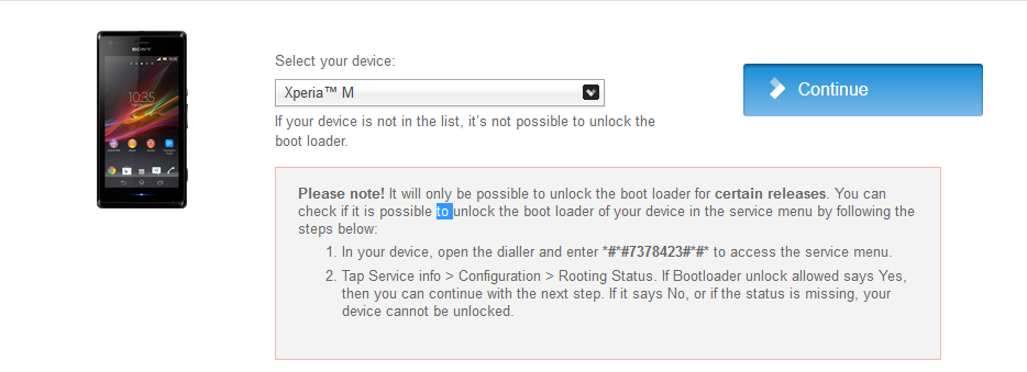 Select your Sony device