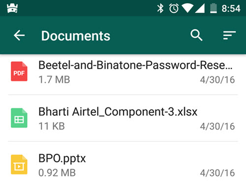 WhatsApp choose documents