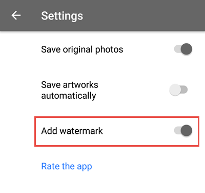 Prisma Watermark Settings