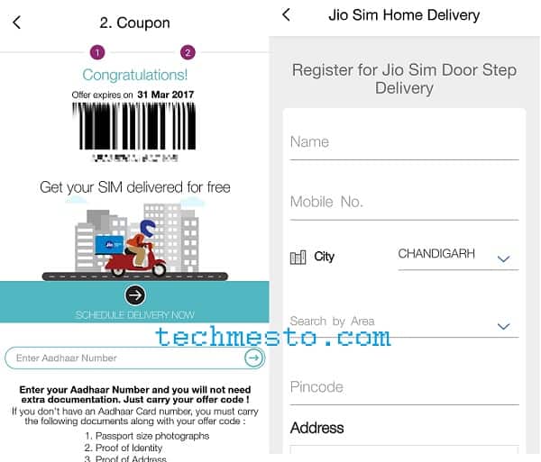 My Jio App SIM Delivery