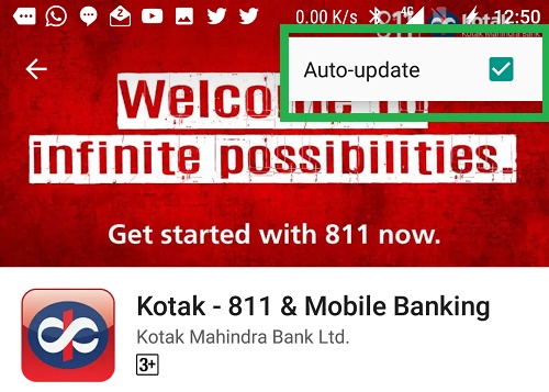 Play Store app auto update disable checkbox