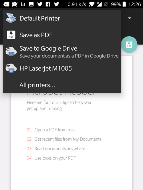 Adobe Reader Print Document