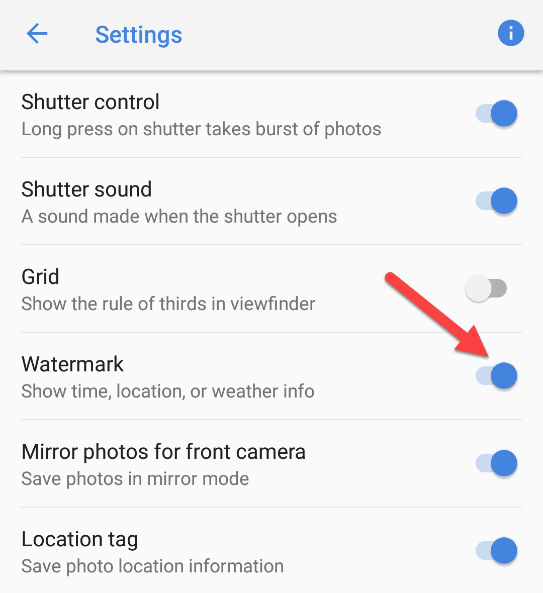 Enable Camera Watermark in Nokia Android phones