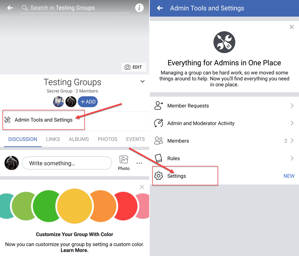 Group Android Admin Tools and Settings