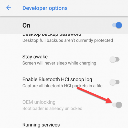 Enable OEM unlocking in developer options