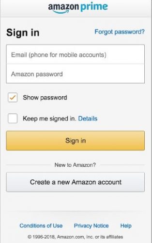Amazon Login Page