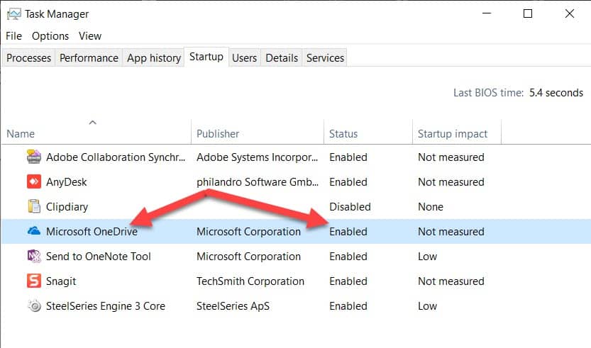 Starup items in Task manager