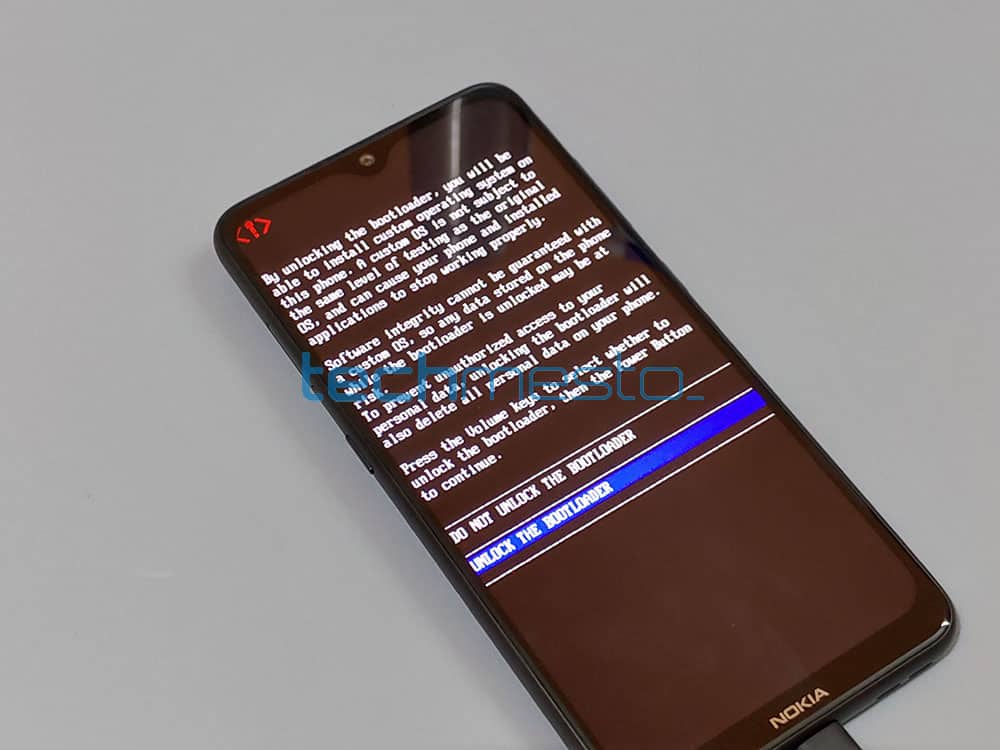 Bootloader Unlock prompt on Nokia 7.2