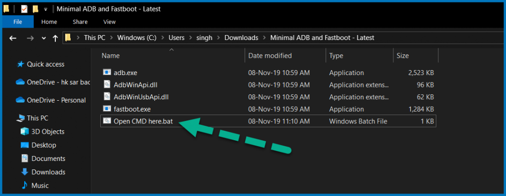 Open CMD in ADB folder