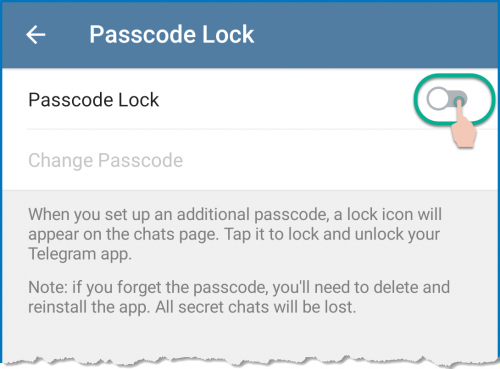Enable Passcode Lock in Telegram