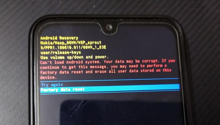 Recovery mode Factory data prompt