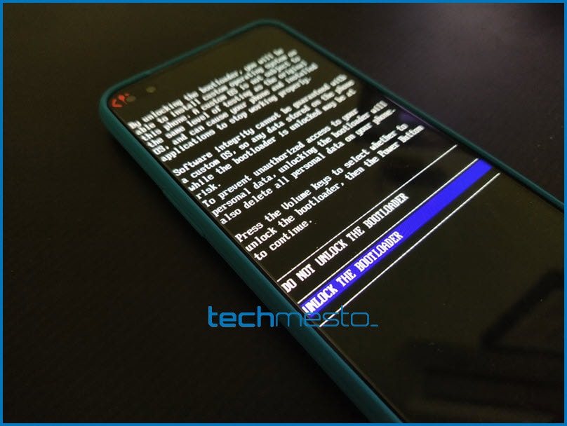 Bootloader Unlock prompt on OnePlus Nord