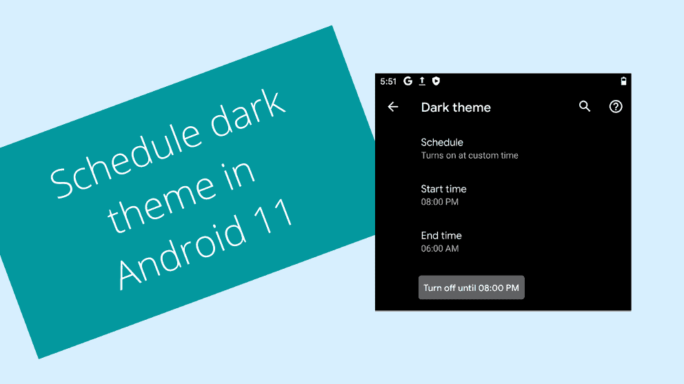 Schedule dark theme in Android 11