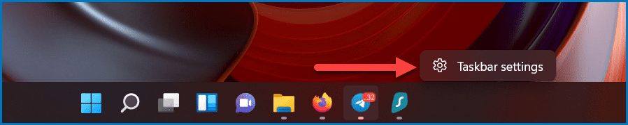 Right-click the Windows 11 taskbar