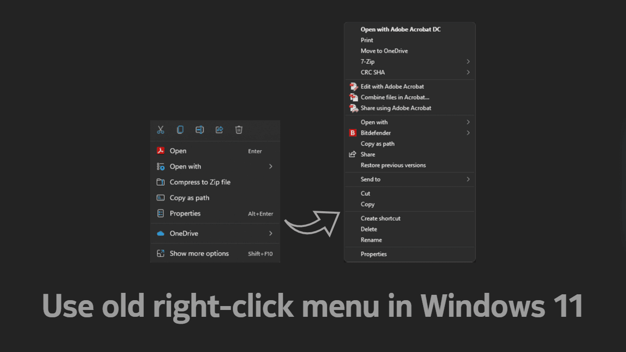 Use old right-click menu in Windows 11