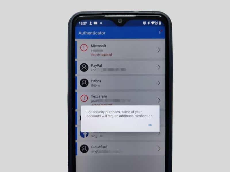 Backup restore successful in Microsoft Authenticator