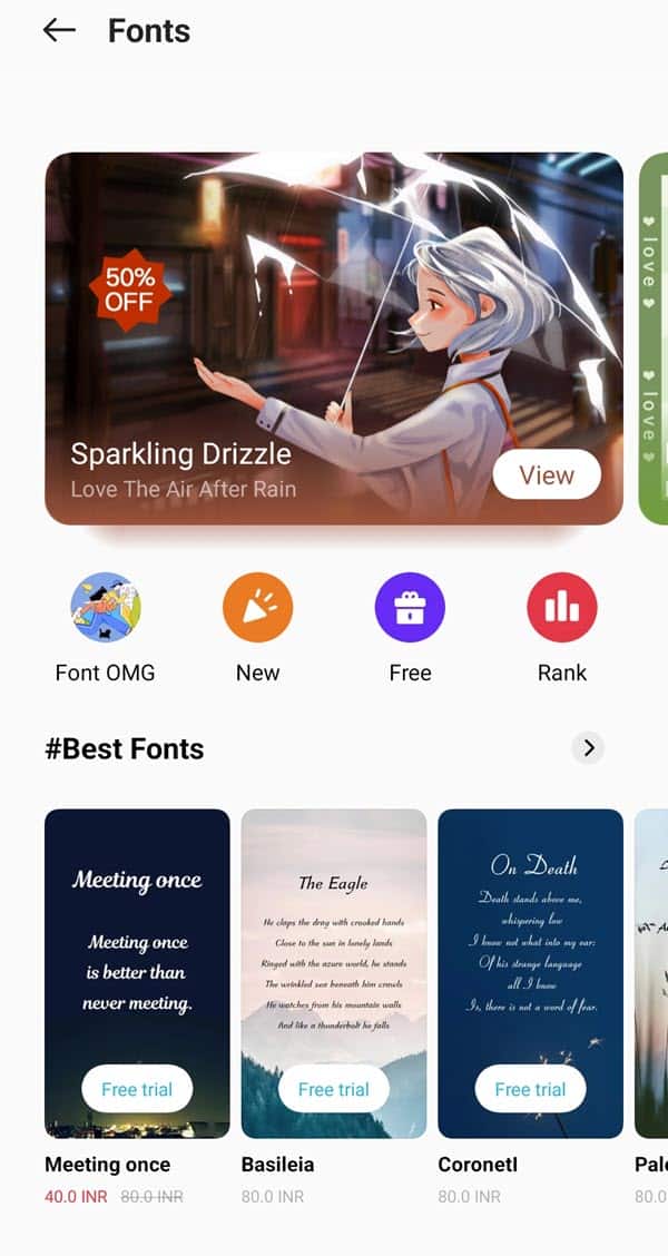 FOnts available on the OnePlus Fonts store