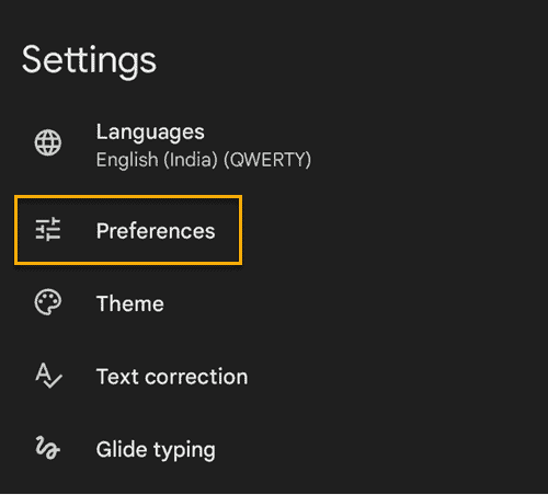 Open gboard preferences