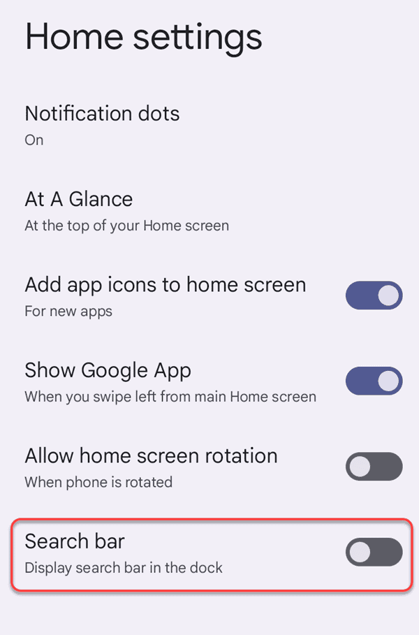 Home settings with Remove Google bar highlighted on a HMD Fusion smartphone